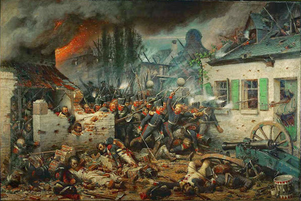 Prussian attack at Plancenoit, Adolph Northern, Macabre Art, Macabre Paintings, Horror Paintings, Freak Art, Freak Paintings, Horror Picture, Terror Pictures