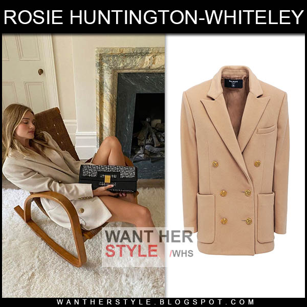 Rosie Huntington-Whiteley in camel jacket