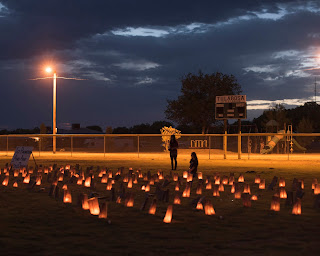 color photograph of faralitos for Uranium Remembrance Day, Church Rock, NM 2016