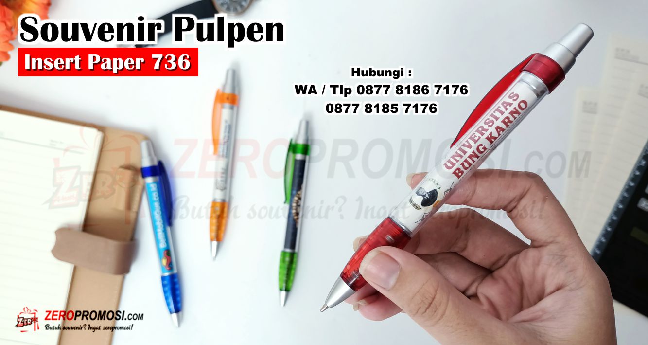 Pulpen Gel / insert paper, Souvenir Pen Promosi Insert Paper Kode 736, Pena Plastik 736 Promosi, pen plastik insert paper 736 | pulpen promosi 736, pulpen promosi 736, Pen 736