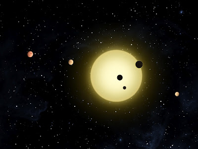 Kepler-11 is a sun-like star slightly larger than the Sun in the constellation Cygnus, located some 2000 light years from Earth. It is located within the field of vision