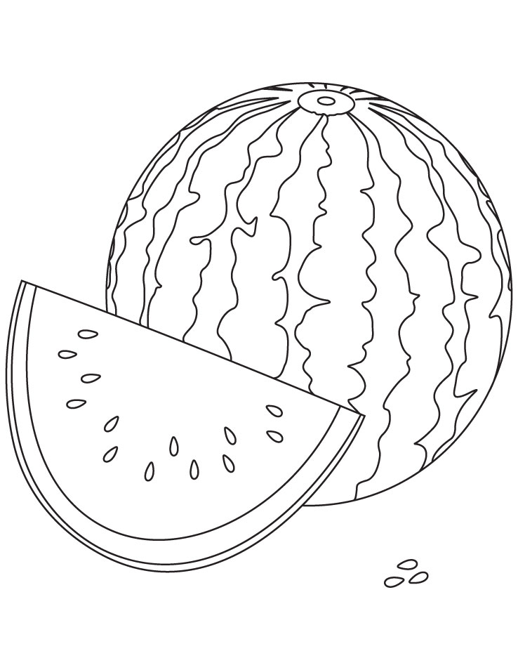 Download Free Fruit " Watermelon " Coloring sheet