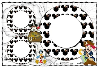 Mickey Mouse Pirate Free Printable Invitations, Labels or Cards.