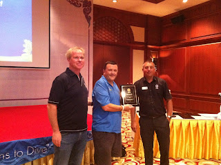 On behalf of Sea Fun, Nick receive the PADI Award for Outstanding Contribution to the Diving Industry.