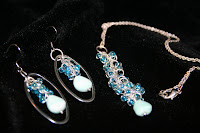 Waterfall: pendant & earrings set - sterling silver, Czech galss beads, chainmaille :: All the Pretty Things