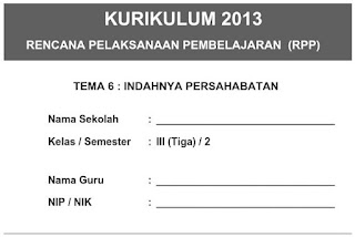 RPP KELAS 3 TEMA 6-FOLDER SEKOLAHKU