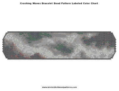 Free Crashing Waves Ocean Art Bracelet Seed Bead Pattern Labeled Color Chart