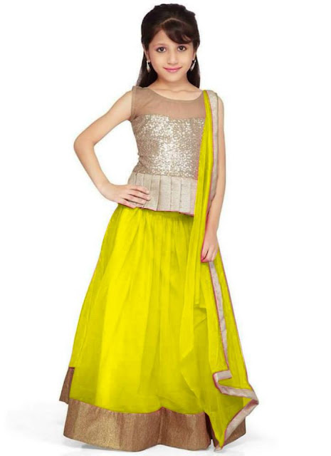 Stylish and beautiful lahnga choli dress for little girls in Pakistan 2016