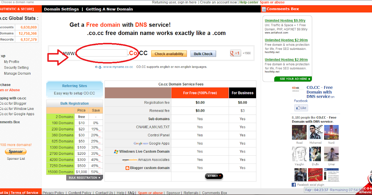 Cara ganti dengan domain gratis .co.cc