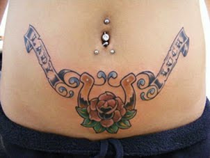 Beautiful Girl Stomach Tattoo