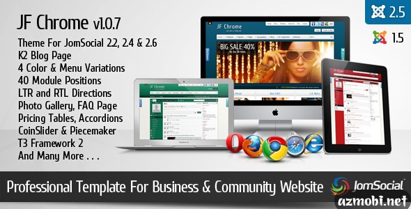 JF Chrome - JomSocial Ready Joomla Template
