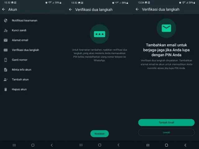 Cara verifikasi dua langkah Whatsapp