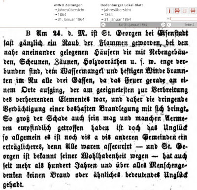 Oedenburger Lokal-Blatt vom 31.1.1864