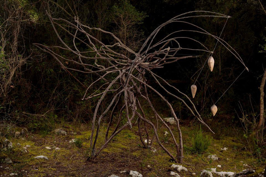 Artist Spent One Year All Alone In The Woods To Create Amazing Surreal Sculptures Using Organic Materials