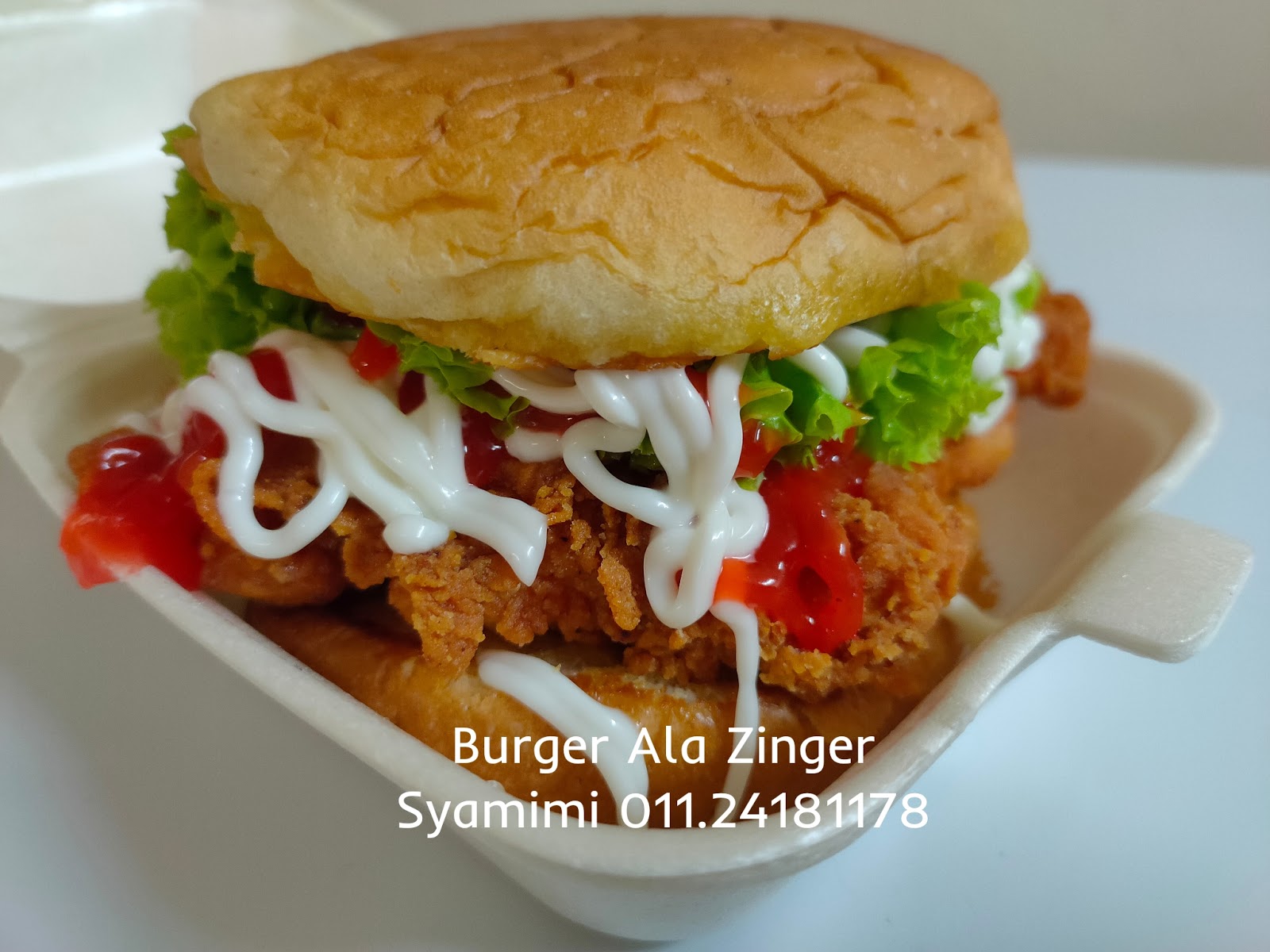 Berniaga Burger Ala Zinger Syamimi Saad Dot Com