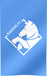 The waving vertical fan flag of Randers FC with the logo (Animated GIF)