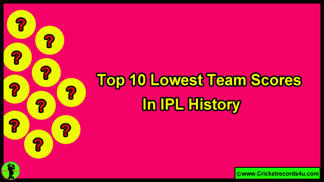 Top 10 Lowest Team Scores In IPL History  - Cricket Records