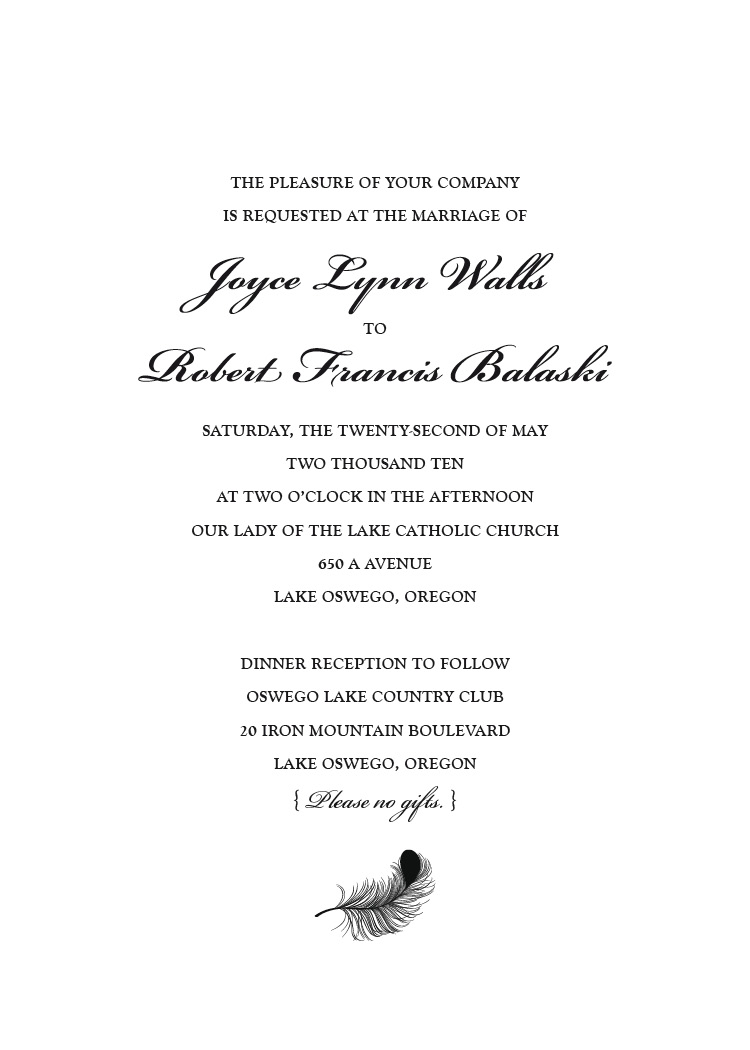 Joyce & Bob Wedding Invitation