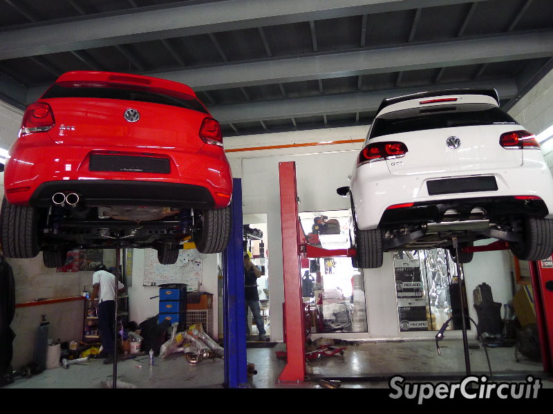 The VW Polo GTI and Golf GTI visited SuperCircuit Exhaust Pro Shop