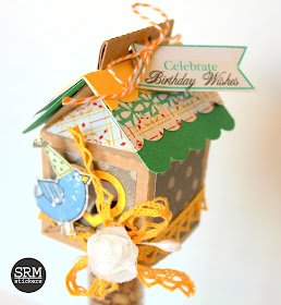 SRM Stickers Blog - Birthday Bird House Tube by Shantaie - #tube #altered #birthday #stickers #fancy #mixed media #favors #twine #silhouette