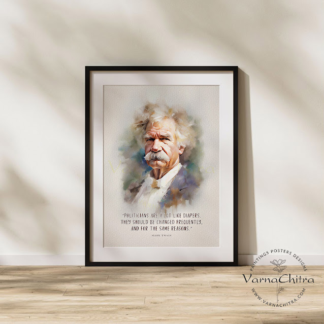 Mark Twain Quote Poster 1 - Politicians by Biju Varnachitra