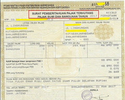 format surat pajak tanah