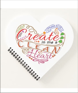 Heart-Shaped Notebook w/ Psalm 51:10