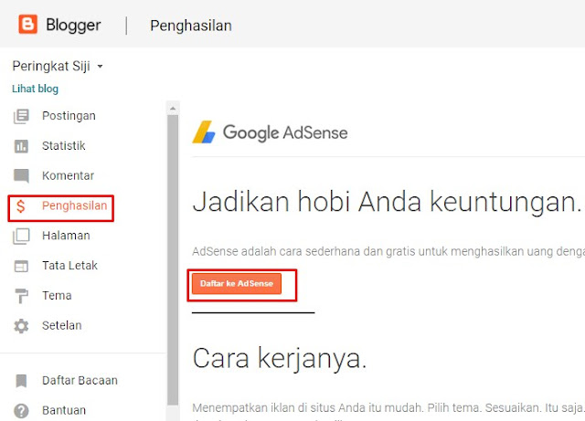 Gambar Menu Penghasilan Google Adsense