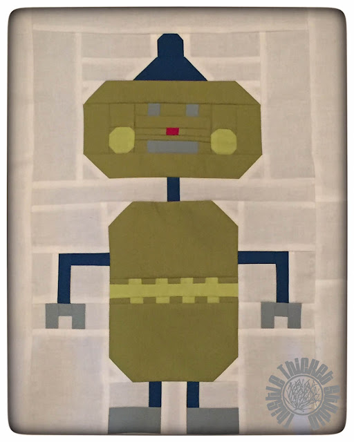 "Robots All In A Row" Green Robot by Thistle Thicket Studio. www.thistlethicketstudio.com