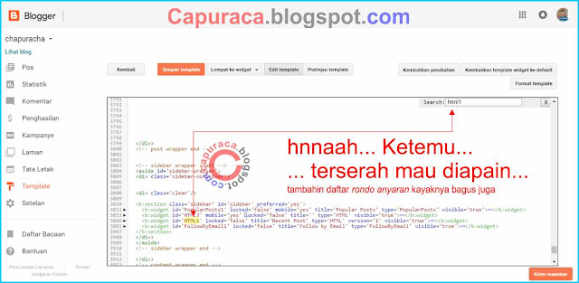 Cara mudah mengetahui ID Widget Blogger,capuraca.blogspot.com,