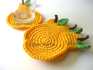 Crochet Coasters Yellow Pear