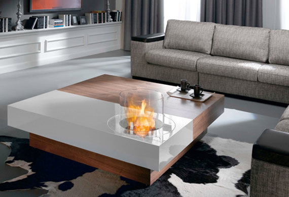 decorating coffee table with fireplace