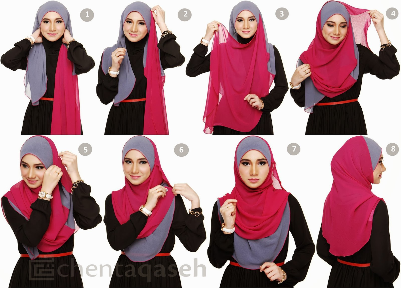 88 Gambar Keren Tutorial Hijab Pashmina Motif Kotak Sayang