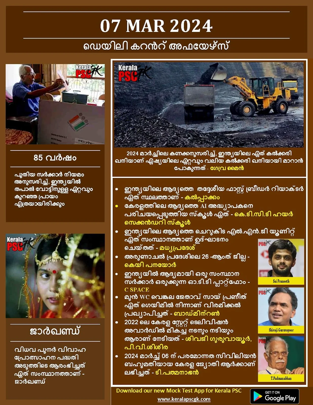 Daily Current Affairs in Malayalam 07 Feb 2024