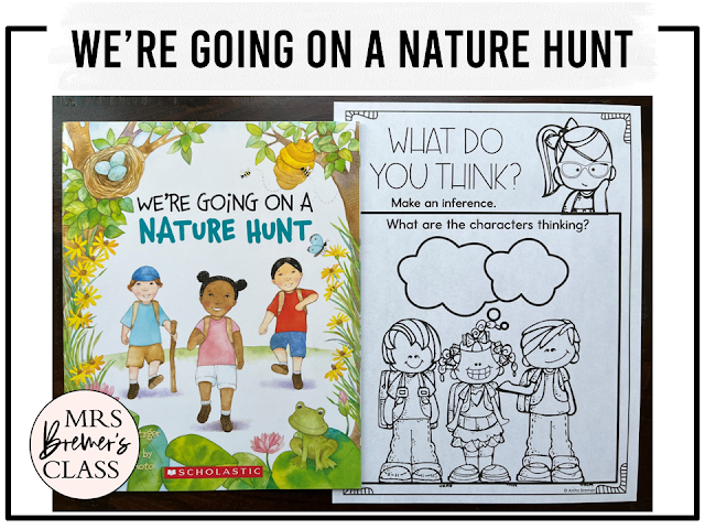 We're Going on a Nature Hunt book activities unit with literacy printables, reading companion activities, and a craft for Kindergarten and First Grade