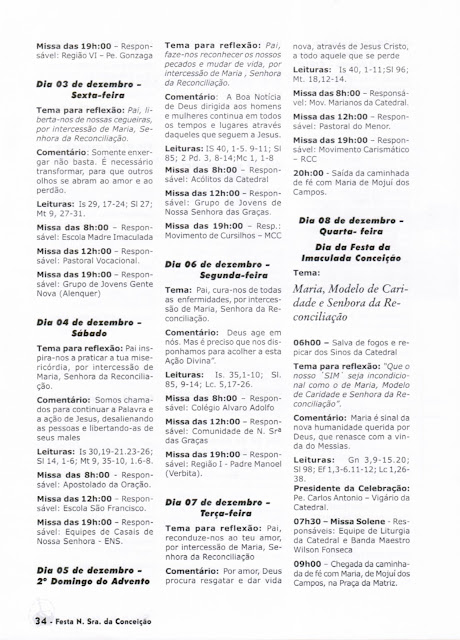 PROGRAMA DA FESTA DE NOSSA SENHORA DA CONCEIÇÃO - 1999