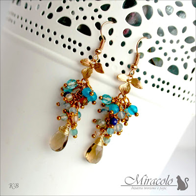 MIracolo, kwarc dymny, agat, smoky quartz earrings