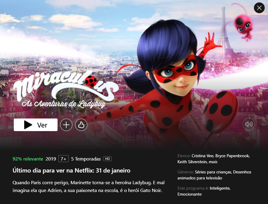 Miraculous: As Aventuras de Ladybug vai deixar a Netflix em Fevereiro