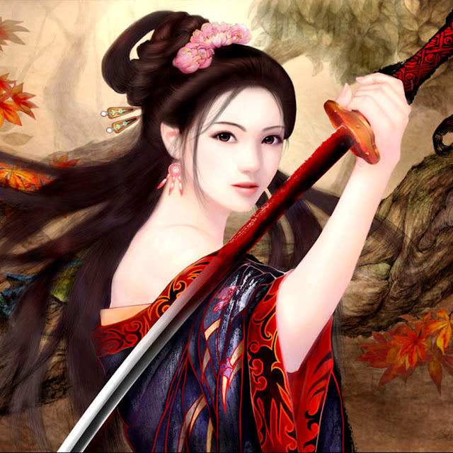 Beautiful and Sexy Samurai Sword Girl desktop wallpaper 