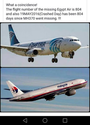Genap 804 hari selepas kehilangan MH370, kapalterbang Egypt Air 804 pulak jadi mangsa..