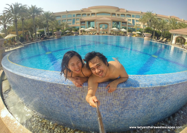 Ed and Lady in Al Raha Beach Hotel pool