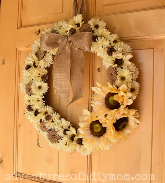 How to Make a Fall Flower and Pinecone Wreath