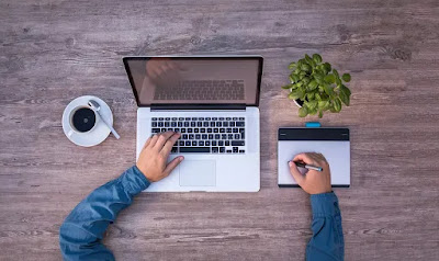 Laptop, Computer, Coffee, Drawing Pad, Plant