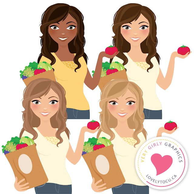 Free grocery girl clipart