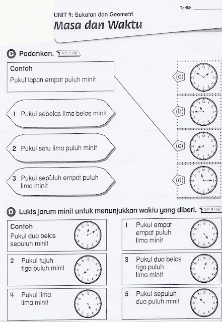 SUDUT MATEMATIK: Lembaran Kerja 8 ( Masa dan Waktu )