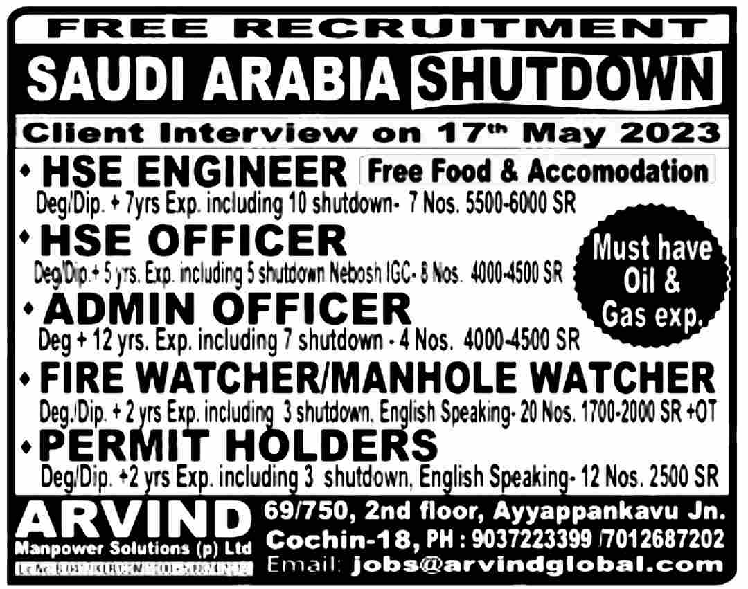 Free recruitment jobs in Saudi Arabia