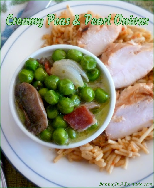 Creamy Peas & Pearl Onions | recipe developed by www.BakingInATornado.com | #recipe #sidedish