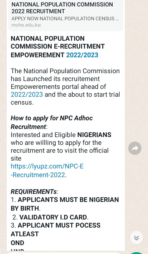 NPC Raises Alarm over Fake e-recruitment Exercise Portal