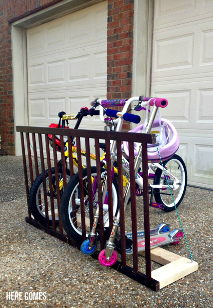 Bike rack from side of crib