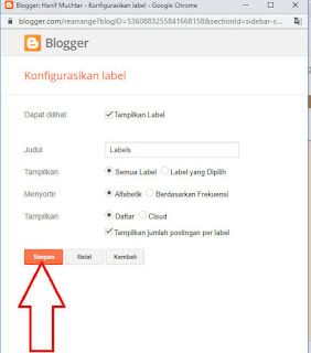 Cara membuat widget Label di Blogger